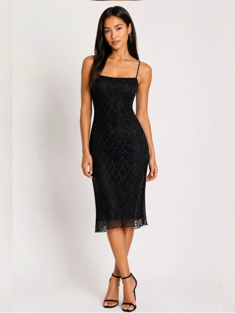 JS Boutique 90s Vintage Kitted Bedazzled Cocktail Dress